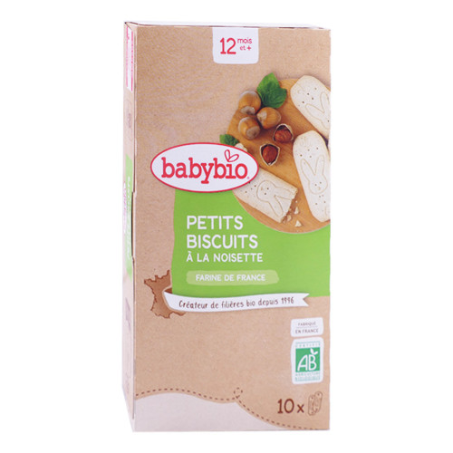 BABYBIO Petits Biscuits Noisette sachet 10 x 2 BT 160 gr + 12 mois