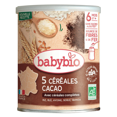 BABYBIO 5 Céreales Banane Pomme / BT 220 gr + 6 mois