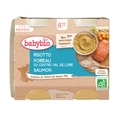 BABYBIO Risotto Poireau Saumon 200 gr + 8 mois