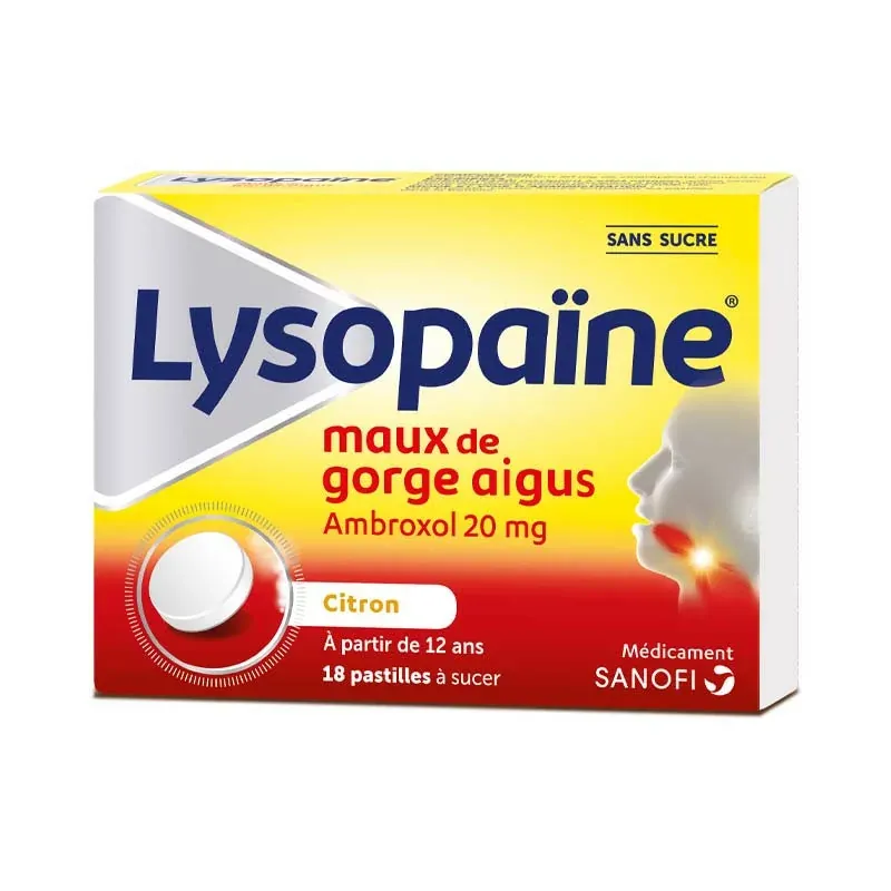 LYSOPAINE AMBRO 20 mg Citron sans sucre tube 18