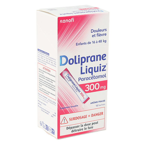DOLIPRANELIQUIZ SUSP sans sucre en 300 mg sachet 12
