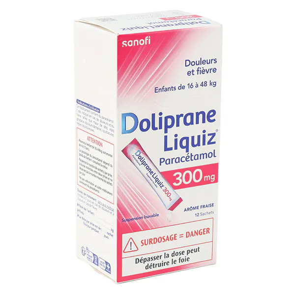 DOLIPRANELIQUIZ SUSP sans sucre en 300 mg sachet 12