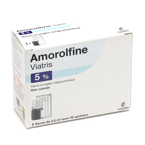 AMOROLFINE MYLAN 5%, flacon 2 ml, 5 lime + 30 spatule + 30 lingette nettoyante