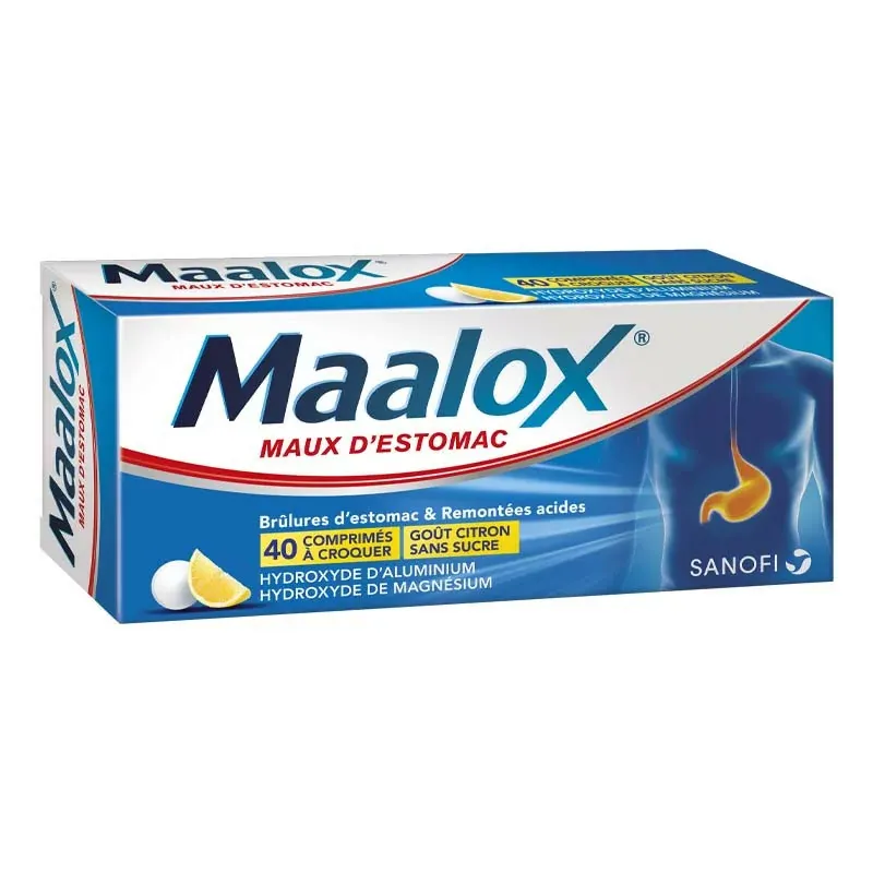 MAALOX comprimé Maux Estomac Sans Sucre Citron / BT 40