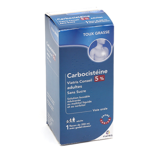 CARBOCISTEINE MYLAN 5%, Adulte Sans Sucre, flacon de 200 ml