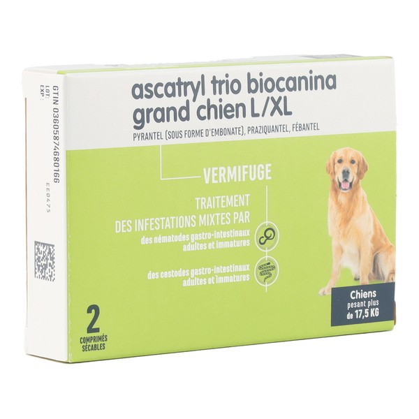ASCATRYL Grand Chien L-XL- 35 kg / BT 2 comprimés AMM