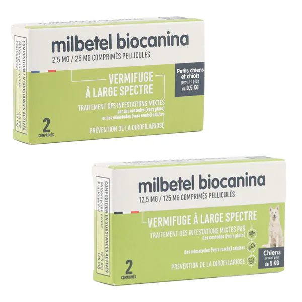 MILBETEL Petit Chien et Chiot 500 gr à 10 kg / BT 2 comprimés AMM