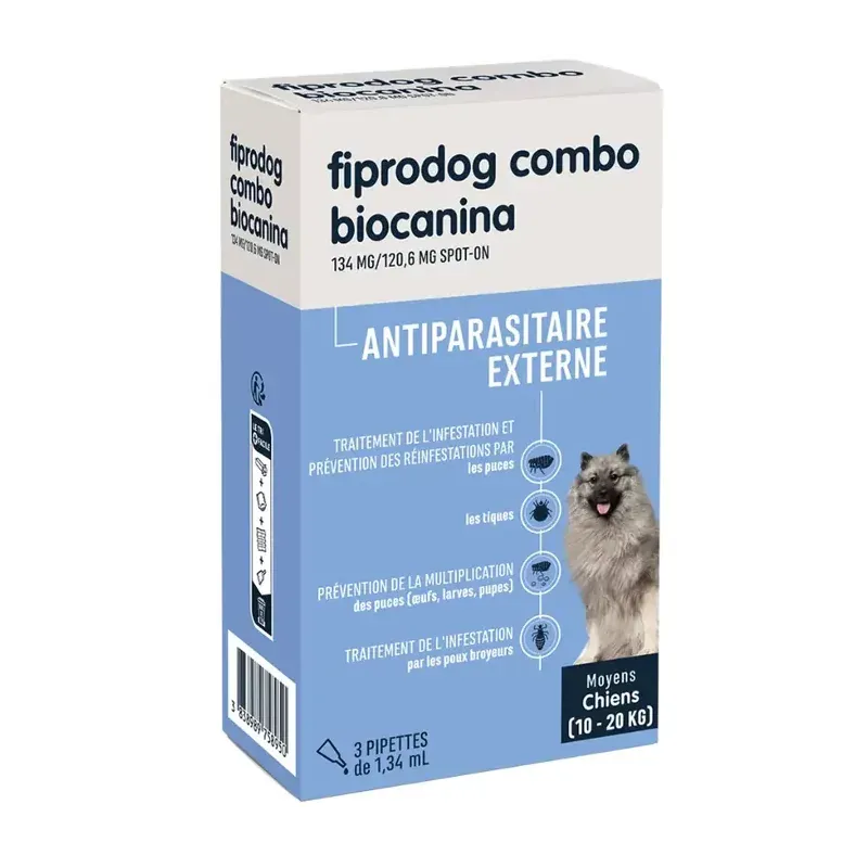FIPRODOG Chien Combo 10-20 kg BT 3 Pipettes AMM.D